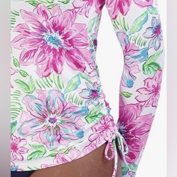 Stella Parker Long Sleeve Rash guard UPF 30 Floral Pull Over Swim Shirt Size XL - Picture 6 of 14